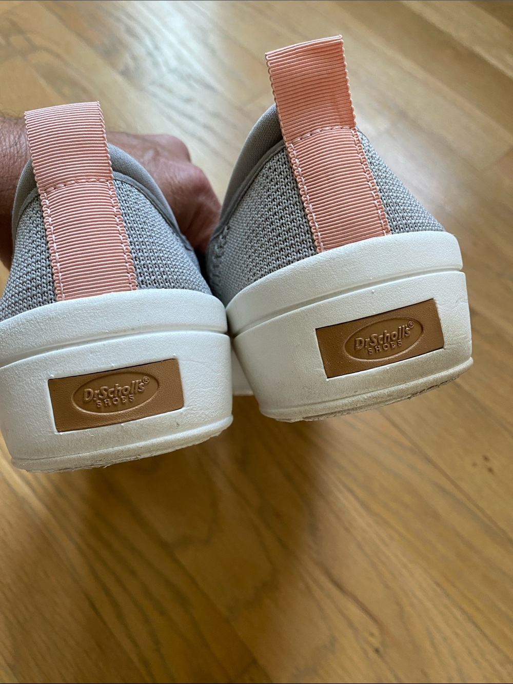 Dr. Scholl's 8.5 Women's Knit Slip-On Loafers in Taupe with Coral Pull Tabs - Picture 4 of 7